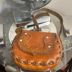 Vintage 1962 Tooled and painted leather bag